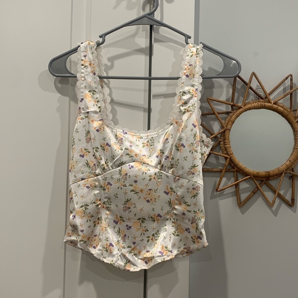 Princess Polly Tops - PRINCESS POLLY SATIN FLORAL CORSET TOP